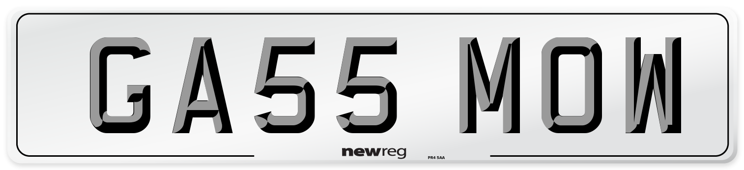 GA55 MOW Number Plate from New Reg
